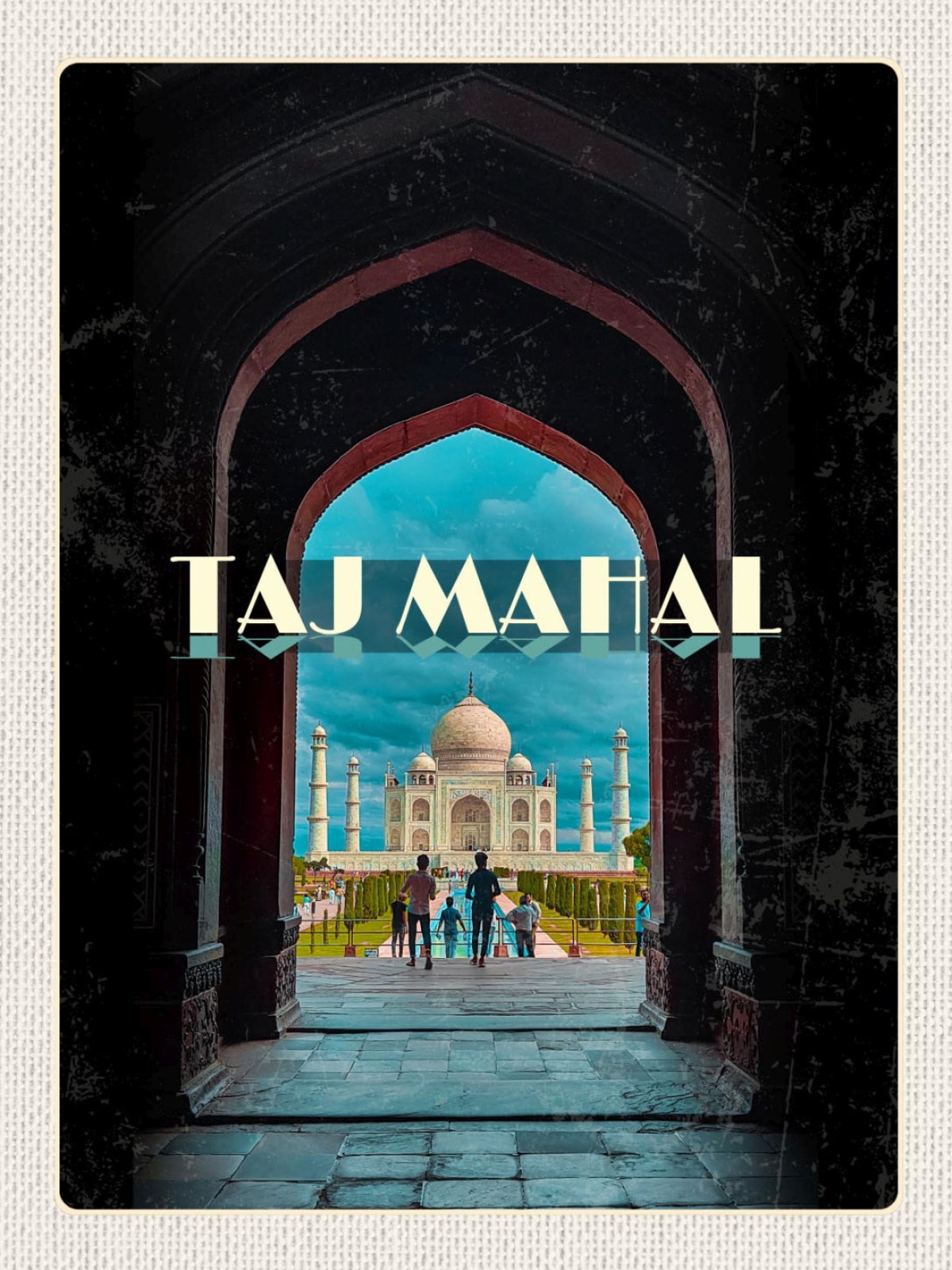 Schild Taj Mahal Mausoleum Sehenswürdigkeit Indien 12x18 20x30 30x40 Blech/Holz