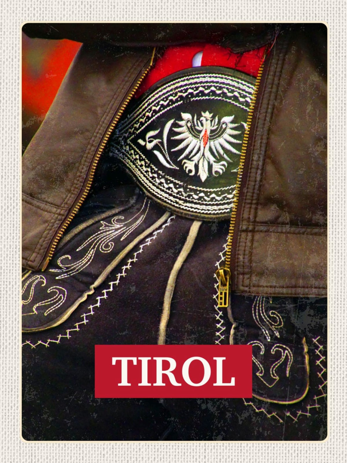 Schild Tirol Trachten Lederhose Kleidung Österreich 12x18 20x30 30x40 Blech/Holz