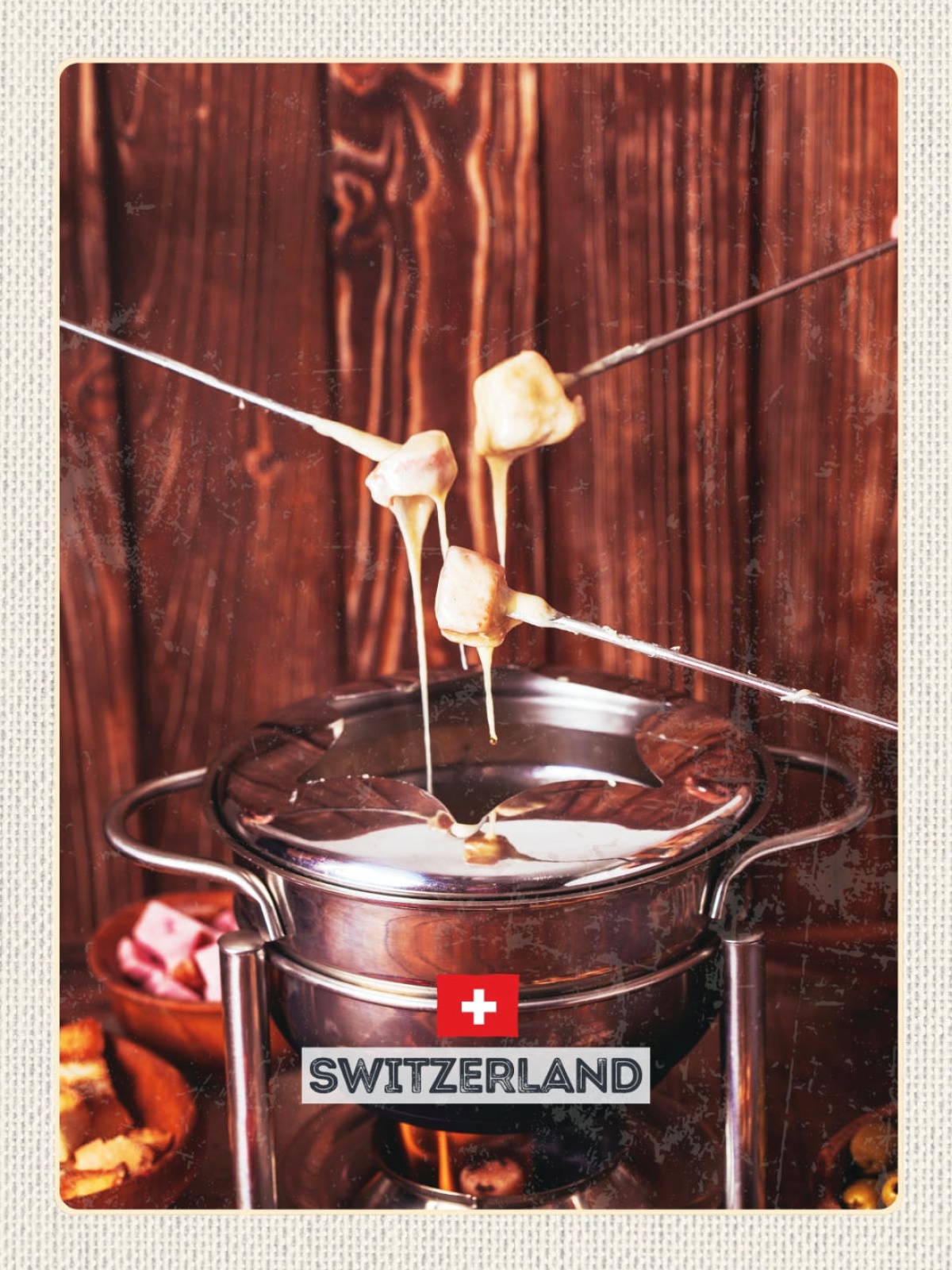 Schild Switzerland Schweiz Schweizer Käse Fondue 12x18 20x30 30x40 Blech/Holz