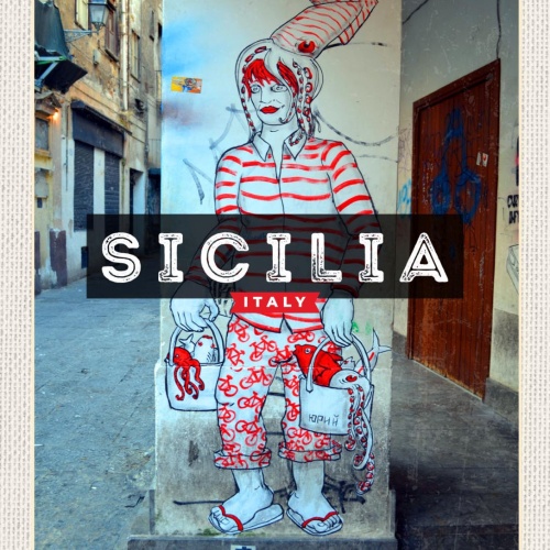 Schild Sicilia Italy Sizilien Italien Grafitti 12x18 20x30 30x40 Blech/Holz