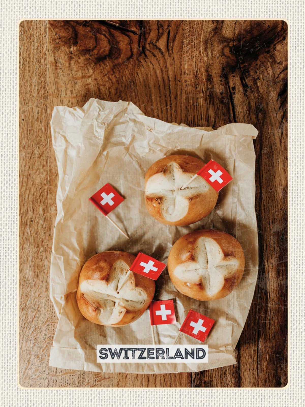 Schild Switzerland Schweiz Augustweggen Brot 12x18 20x30 30x40 Blech/Holz