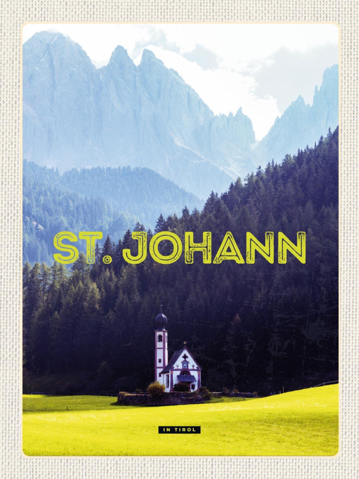 Schild Kirche St. Johann Südtirol Italien Ranui 12x18 20x30 30x40 Blech/Holz