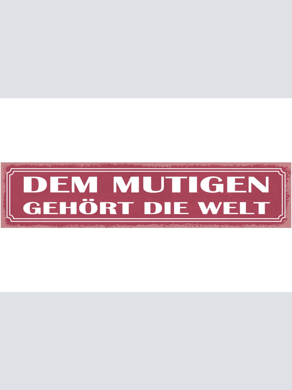 Schild Den Mutigen Gehört Die Welt Mut Tapfer Heldenhaft 46 x 10 Blech od. Holz