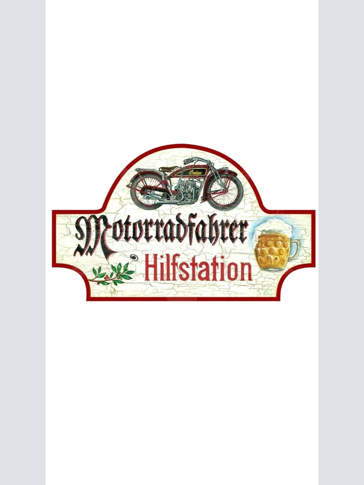 KuK Nostalgie Holzschild "Motorradfahrer Hilfstation"