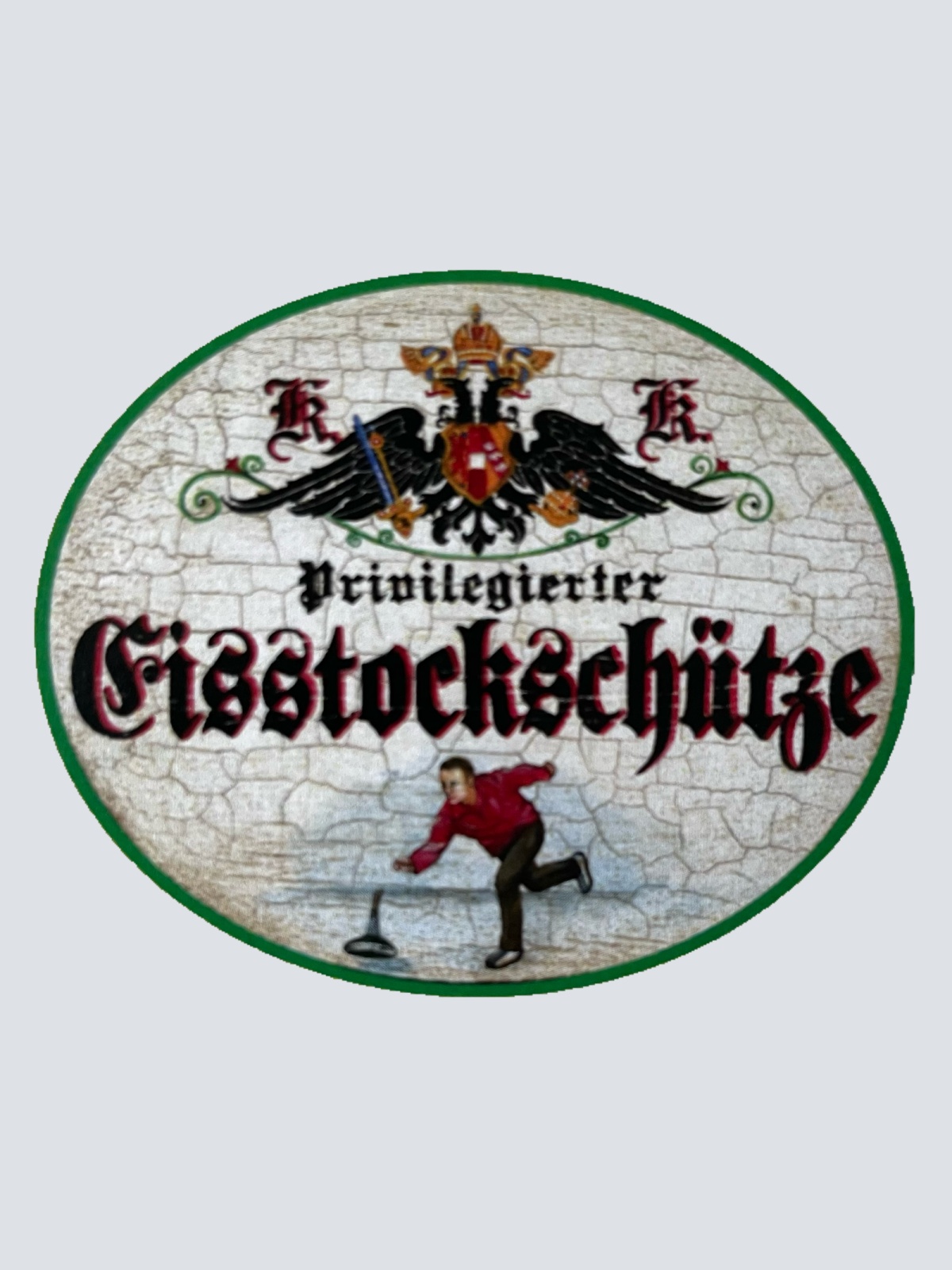 KuK Nostalgie Holzschild Privilegierter Eisstockschütze Eisstockschießen Schild