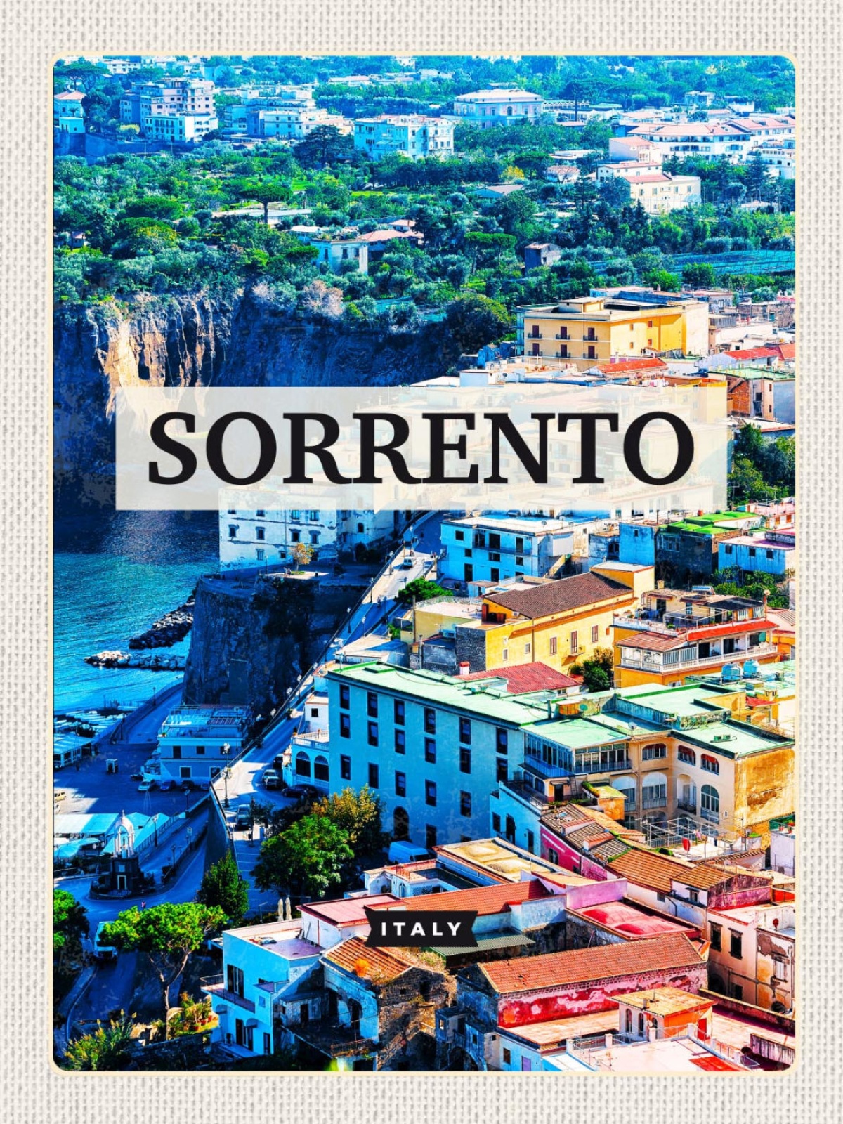 Schild Sorrento Italy Sorrent Italien Stadt Ansicht 12x18 20x30 30x40 Blech/Holz
