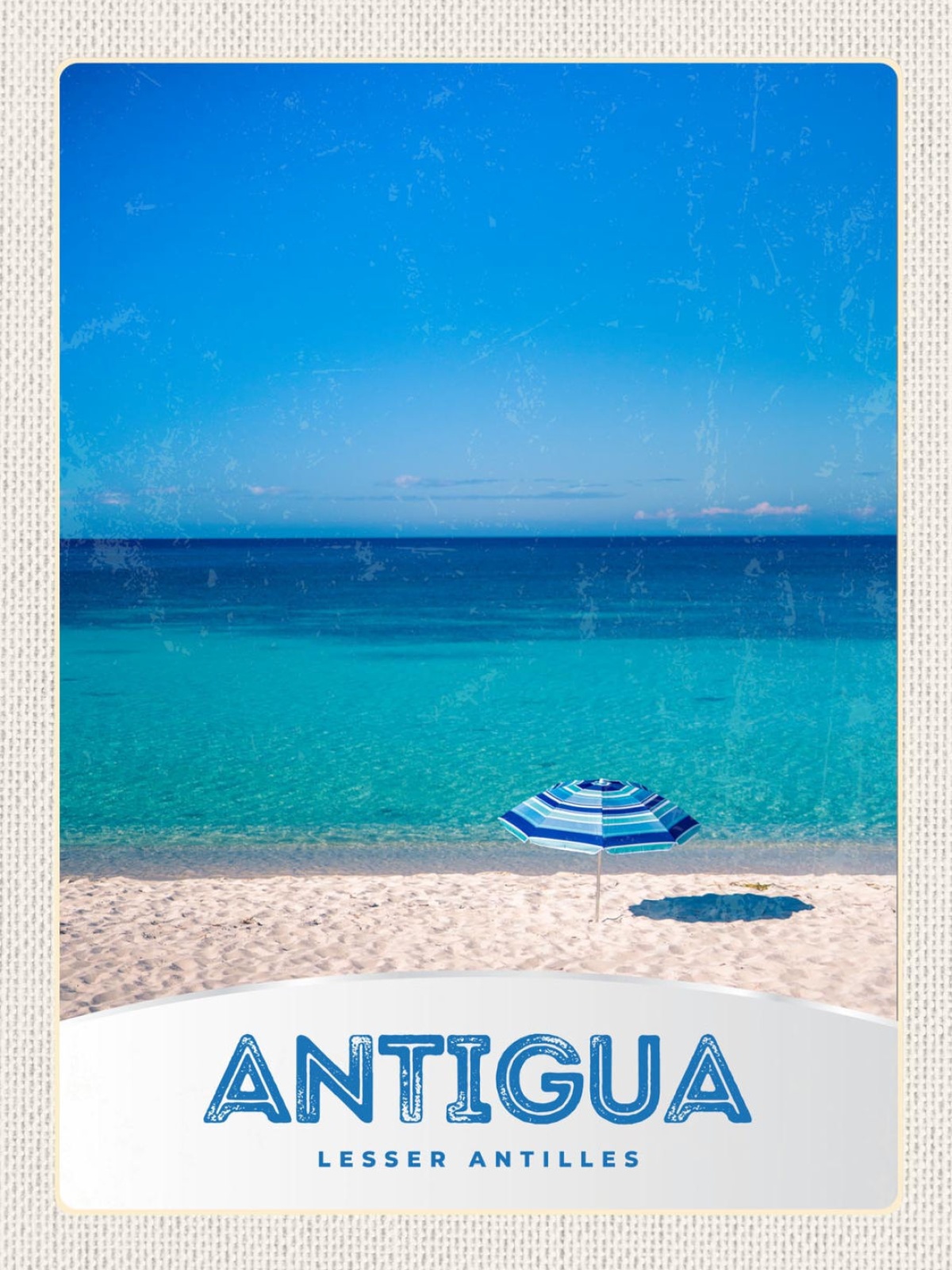 Schild Antigua Lesser Antilles Strand Meer Insel 12x18 20x30 30x40 Blech/Holz