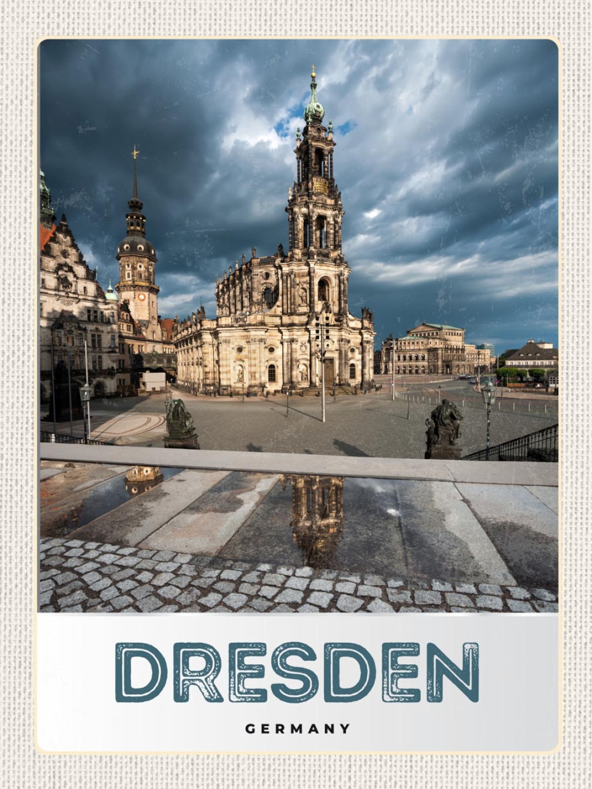 Schild Dresden Germany Stadt Ansicht Kathedrale D 12x18 20x30 30x40 Blech/Holz