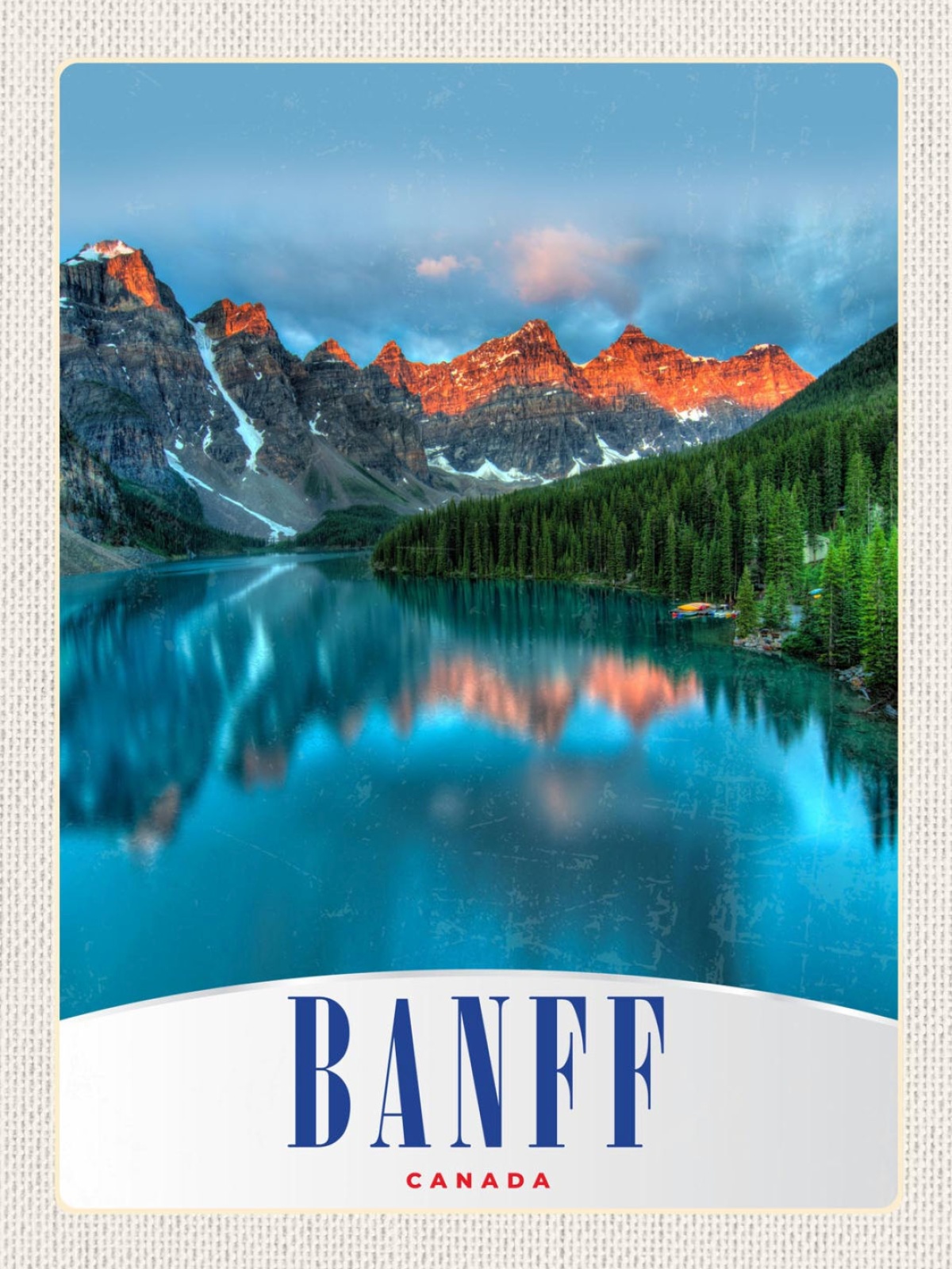 Schild Banff Canada Alberta Landschaft See Ort 12x18 20x30 30x40 Blech/Holz