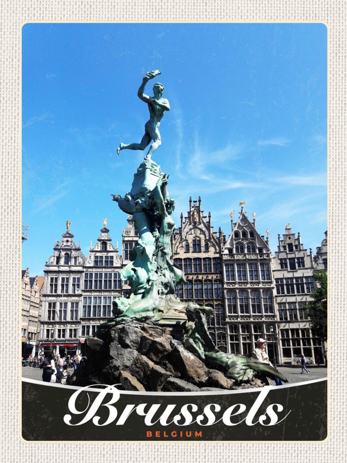 Schild Brussels Belgium Brüssel BEL Brabobrunnen 12x18 20x30 30x40 Blech/Holz