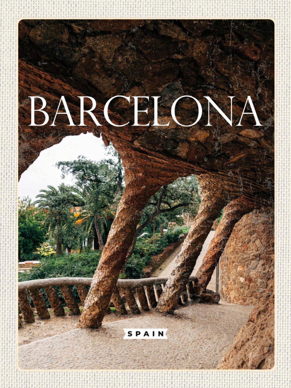 Schild Barcelona Spain Spanien Park Güell 12x18 20x30 30x40 Blech/Holz