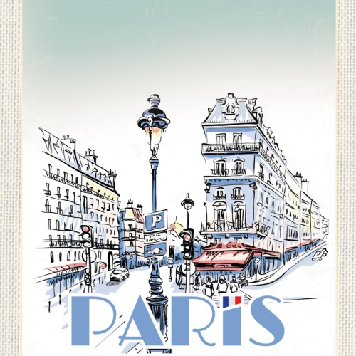 Schild Paris France Frankreich Illustration 12x18 20x30 30x40 Blech od. Holz