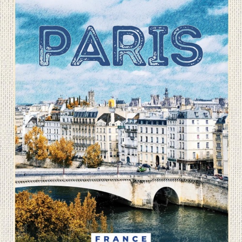 Schild Paris France Frankreich Stadt Ansicht 12x18 20x30 30x40 Blech od. Holz