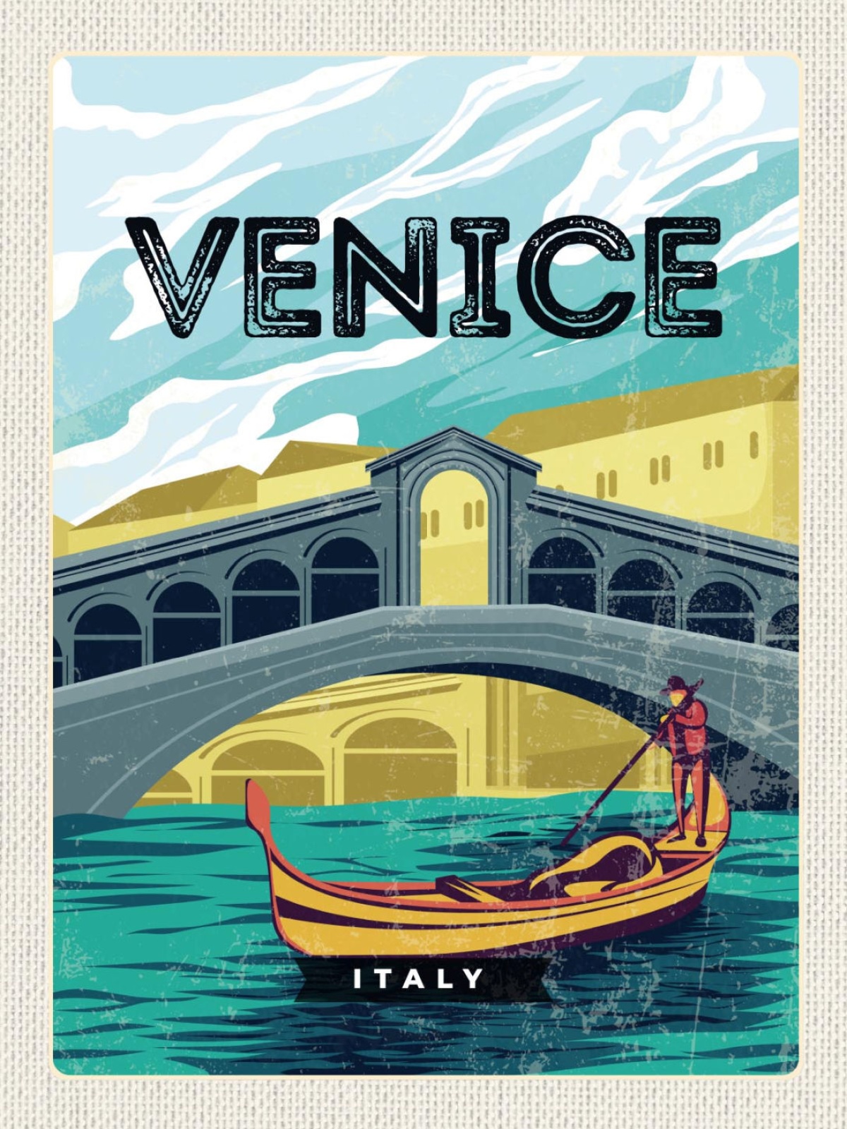 Schild Venice Italy Venedig Italien Gondel Rialto 12x18 20x30 30x40 Blech/Holz