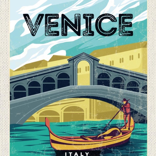 Schild Venice Italy Venedig Italien Gondel Rialto 12x18 20x30 30x40 Blech/Holz