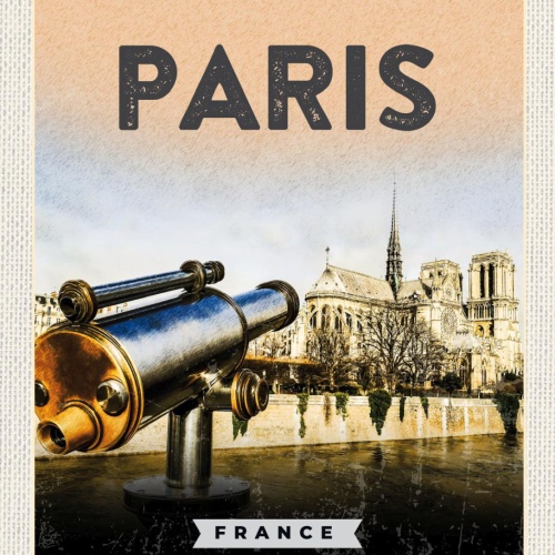 Schild Paris France Frankreich Stadt Notre-Dame 12x18 20x30 30x40 Blech/Holz