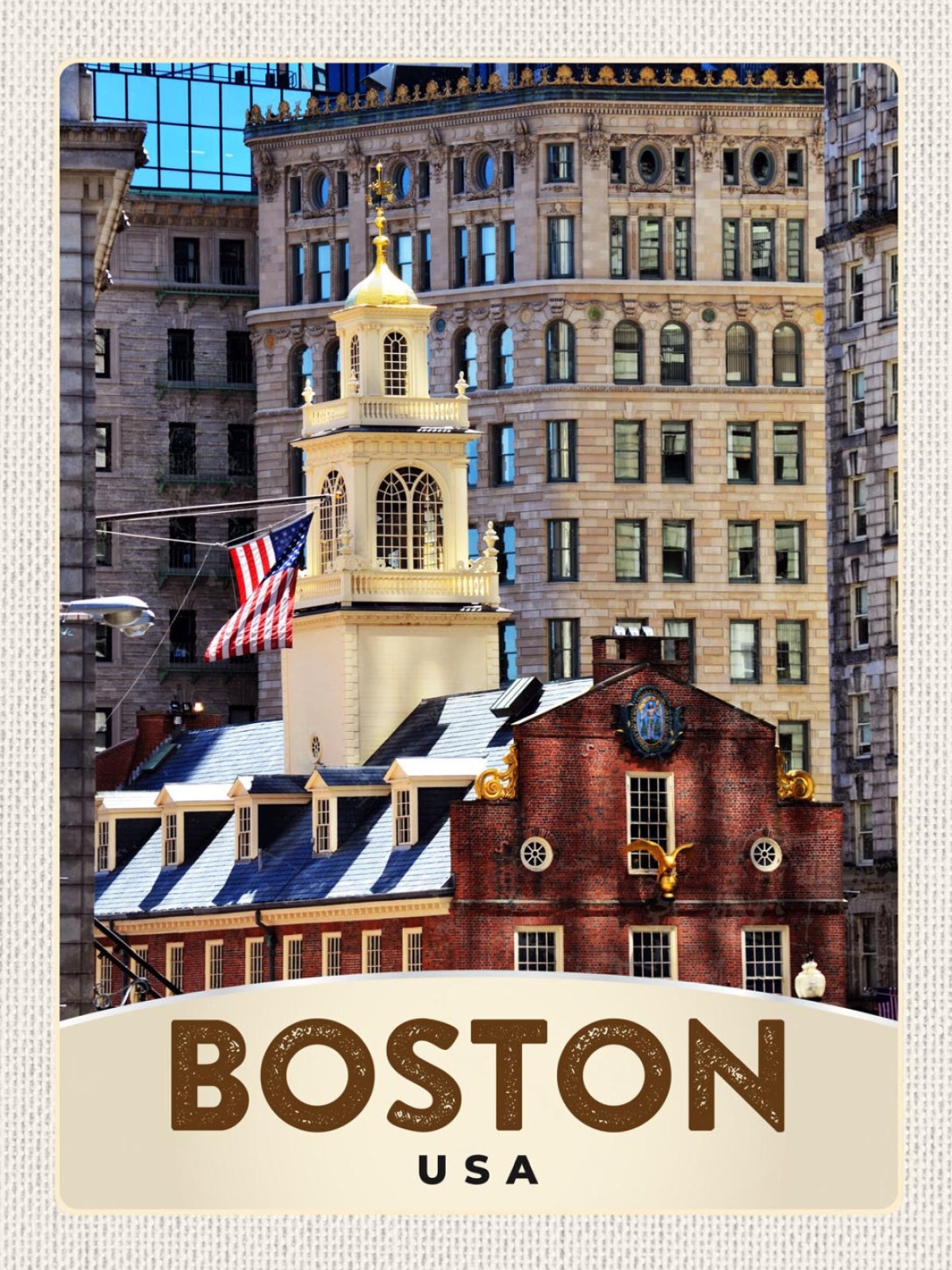 Schild Boston USA Massachusetts Old State House 12x18 20x30 30x40 Blech/Holz