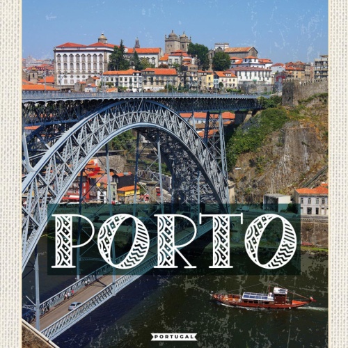 Schild Porto Portugal Ponte Luís I Brücke Stadt 12x18 20x30 30x40 Blech od. Holz