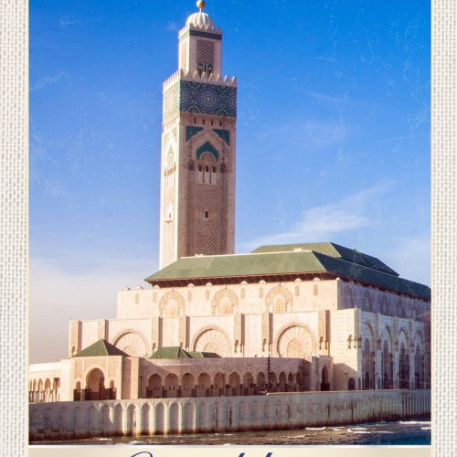 Schild Morocco Casablanca Marokko Hassan II Moschee 12x18 20x30 30x40 Blech/Holz
