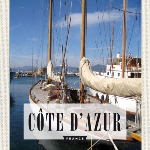Schild Côte d’Azur France Frankreich Meer Schiff 12x18 20x30 30x40 Blech/Holz