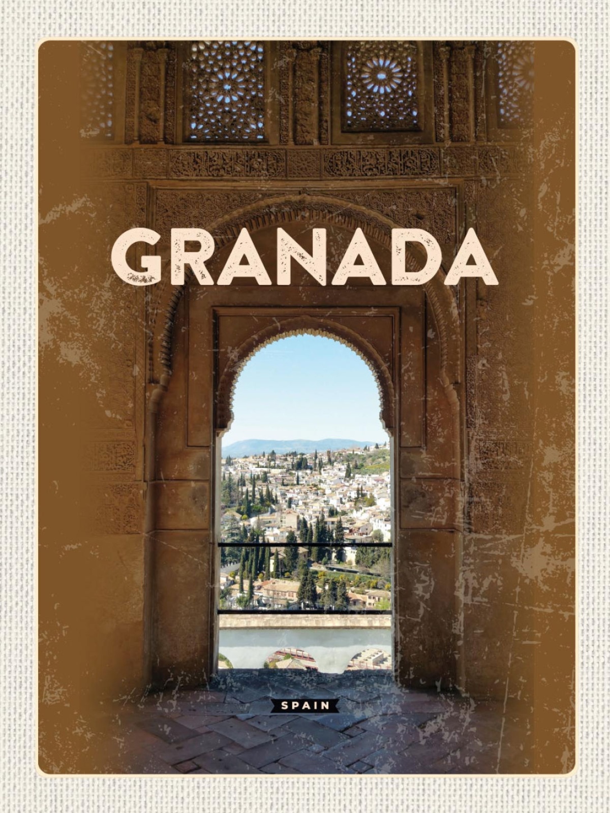 Schild Granada Spain Spanien Nasrid Palast Tor 12x18 20x30 30x40 Blech od. Holz