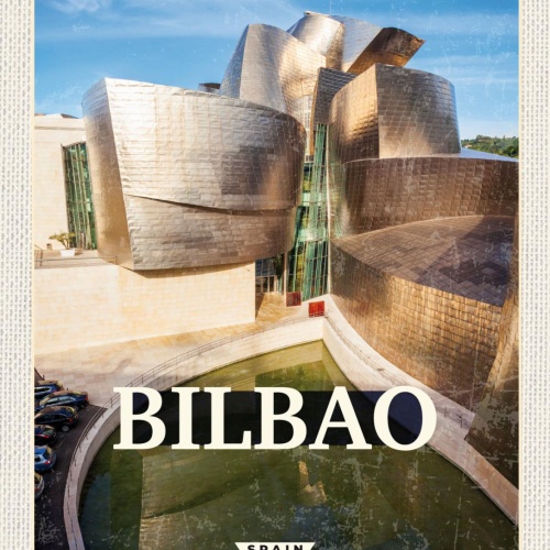 Schild Bilbao Spain Spanien Guggenheim Museum Stadt 12x18 20x30 30x40 Blech/Holz