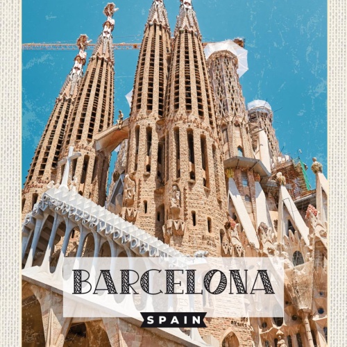Schild Barcelona Spain Spanien Sagrada Família 12x18 20x30 30x40 Blech/Holz
