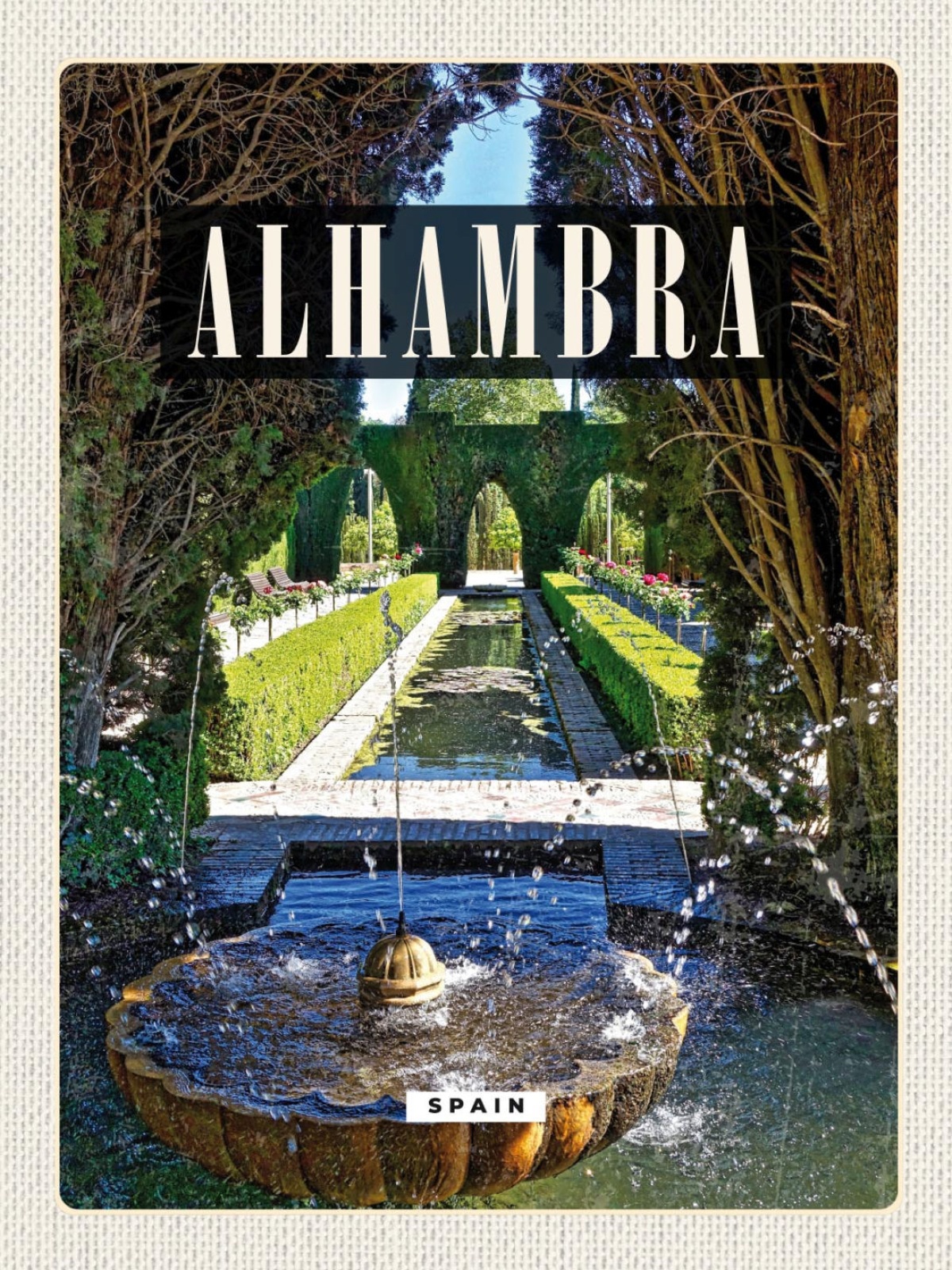 Schild Alhambra Spain Spanien Generalife Palast 12x18 20x30 30x40 Blech od. Holz