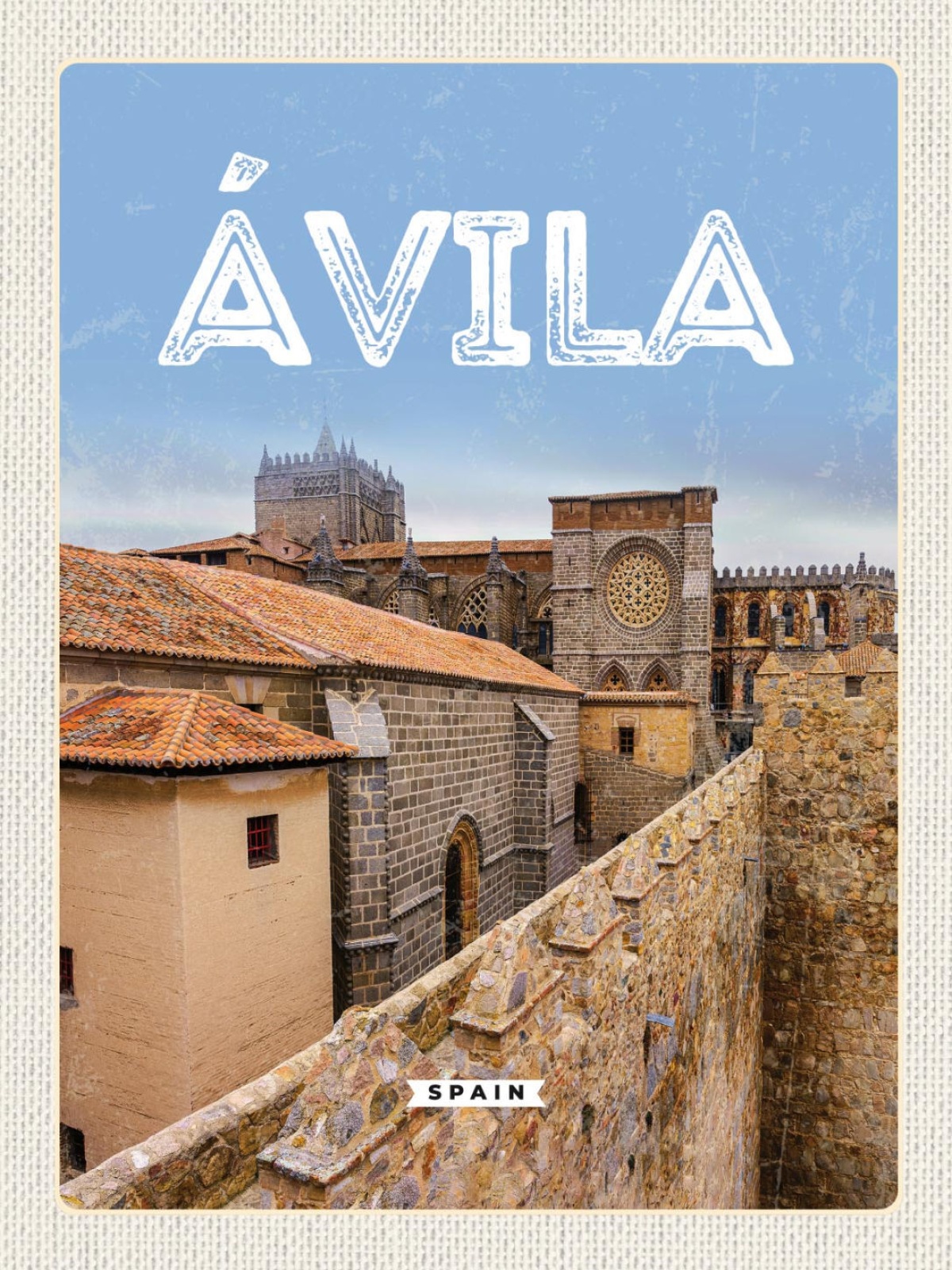 Schild Ávila Spain Spanien Kathedrale Stadt 12x18 20x30 30x40 Blech od. Holz