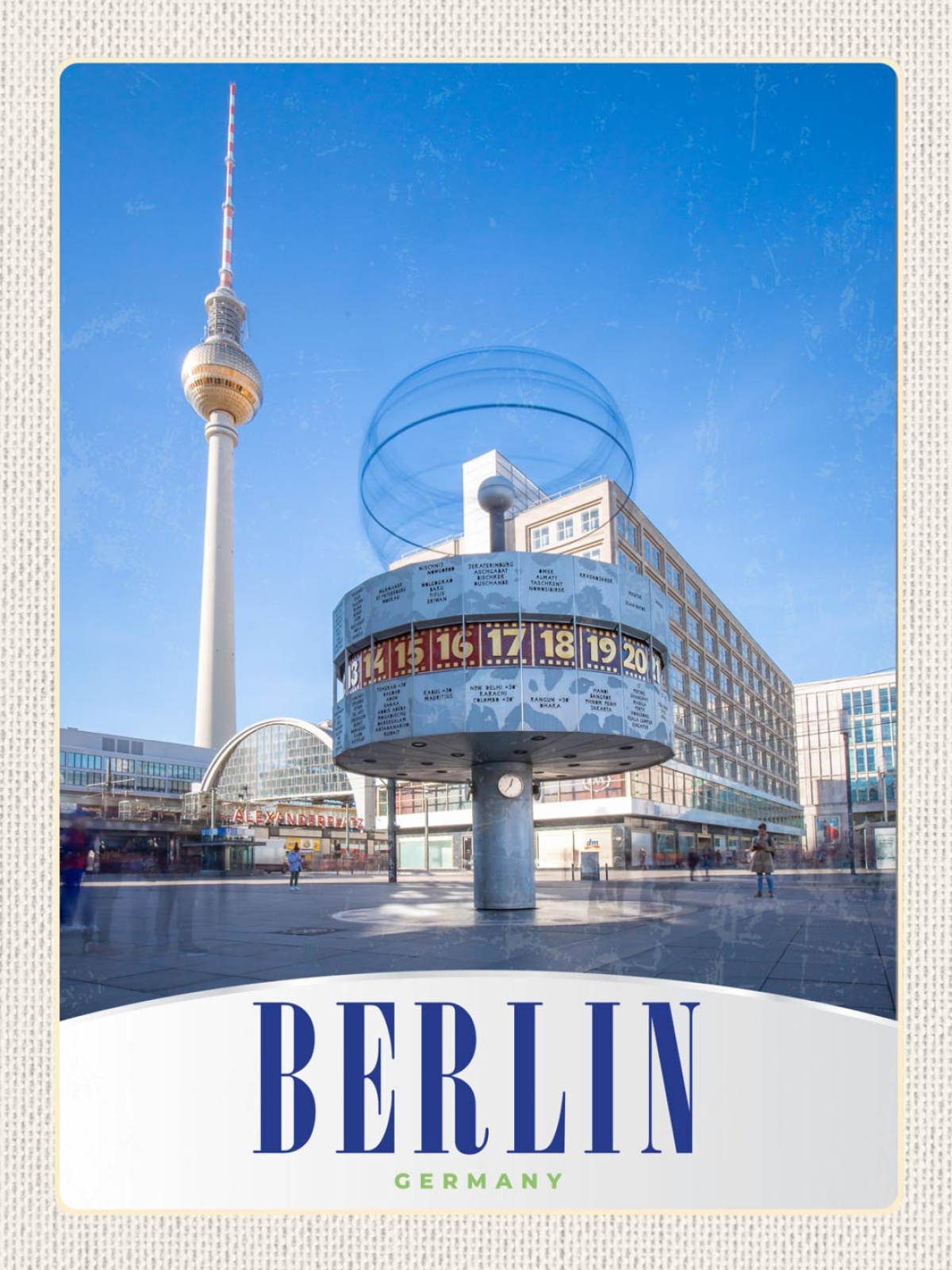 Schild Berlin Germany Deutschland Fernsehturm Uhr 12x18 20x30 30x40 Blech/Holz