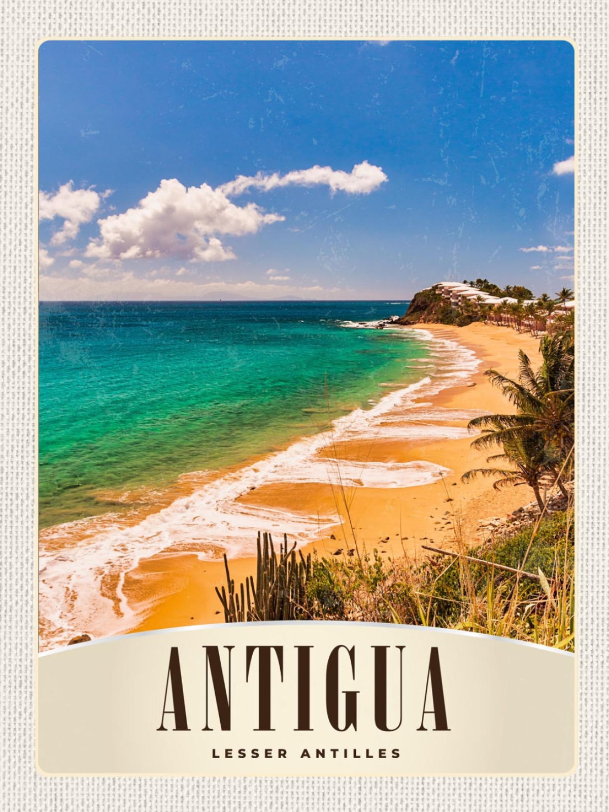 Schild Antigua Lesser Antilles Strand Meer Insel 12x18 20x30 30x40 Blech/Holz