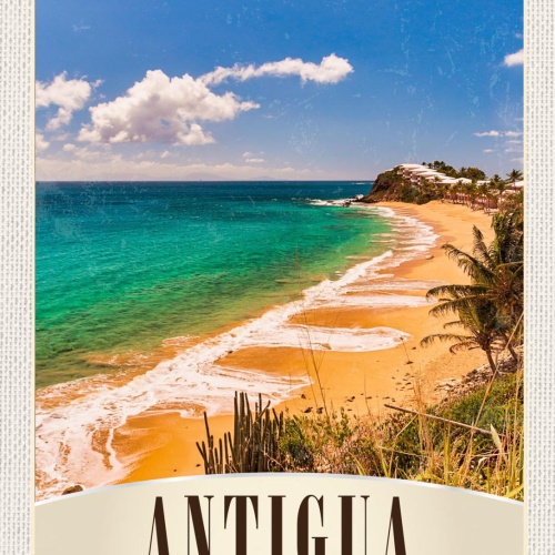 Schild Antigua Lesser Antilles Strand Meer Insel 12x18 20x30 30x40 Blech/Holz