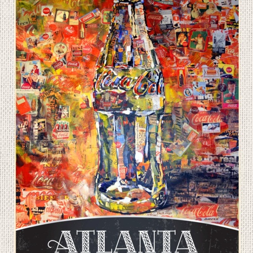 Schild Atlanta USA Georgia Coca Cola Amerika 12x18 20x30 30x40 Blech/Holz