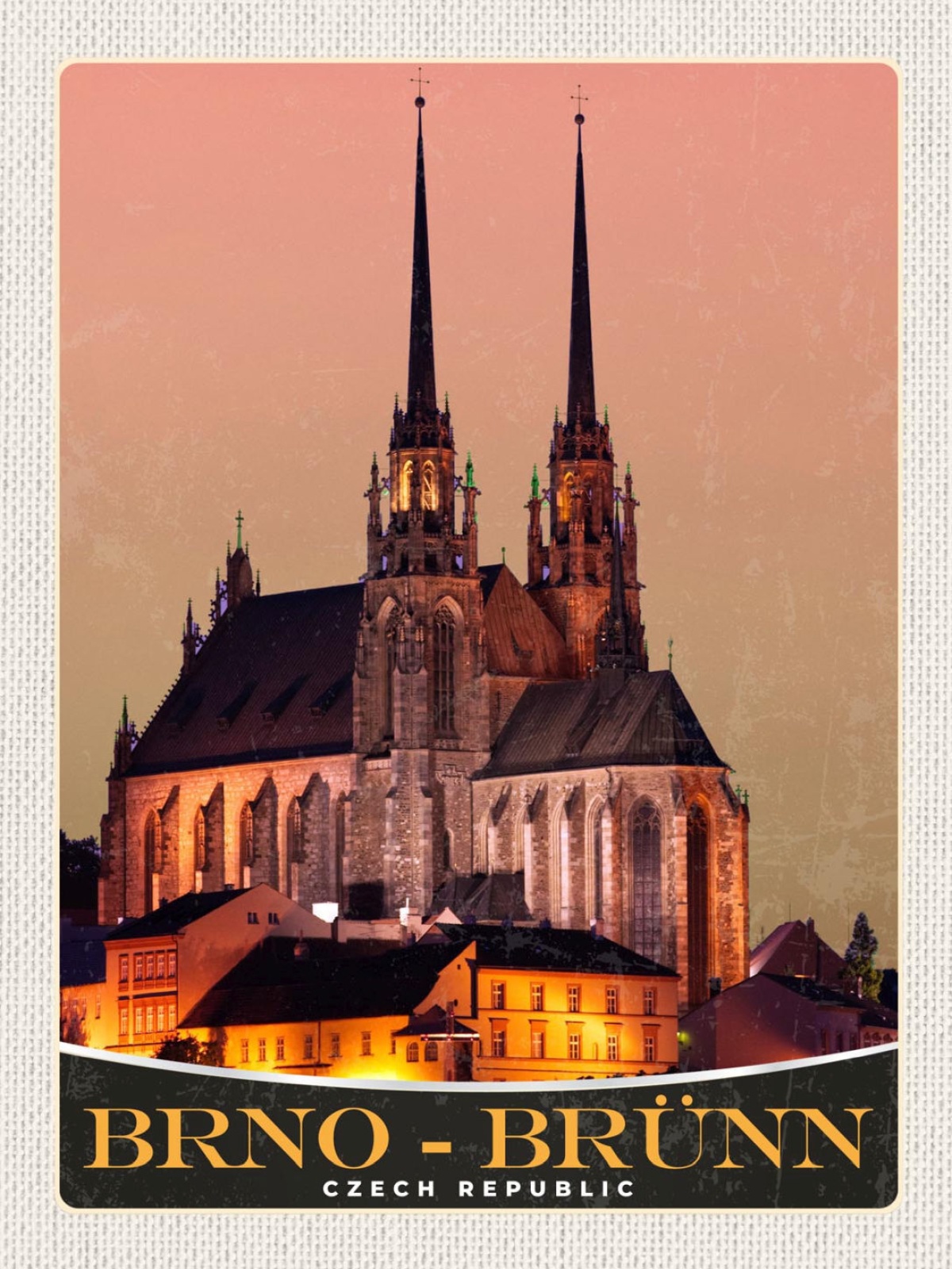 Schild Brno Brünn Czech Rep. Tschechien Kathedrale 12x18 20x30 30x40 Blech/Holz