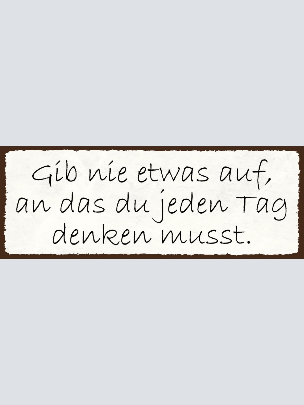 Schild Gib Nie Etwas Auf An Das Du Jeden Tag Denken Musst 27x10 Blech od.Holz