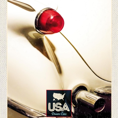 Schild USA Dream Cars Auto Oldtimer Weiß Amerika 12x18 20x30 30x40 Blech/Holz