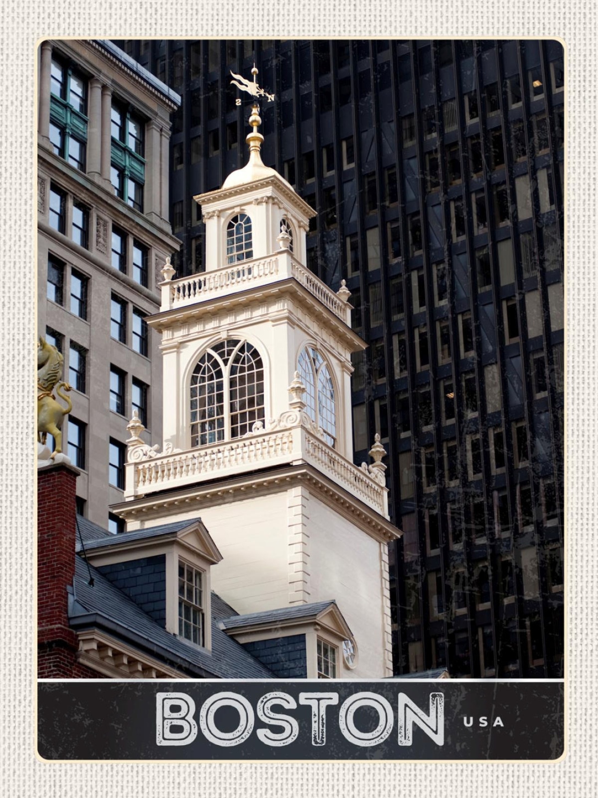 Schild Boston USA Massachusetts Old State House 12x18 20x30 30x40 Blech/Holz