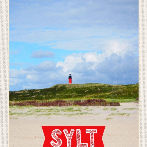 Schild Sylt Insel Leuchtturm Küste Ostfriesland D 12x18 20x30 30x40 Blech/Holz