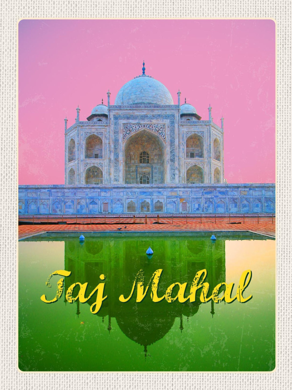 Schild Taj Mahal Mausoleum Sehenswürdigkeit Indien 12x18 20x30 30x40 Blech/Holz