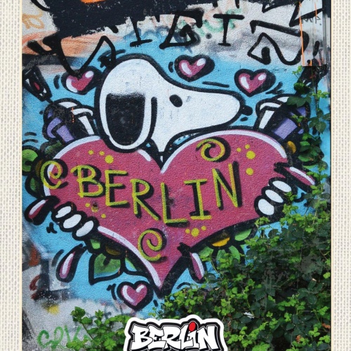 Schild Berlin Street Art Graffiti Snoopy Hund Herz 12x18 20x30 30x40 Blech/Holz