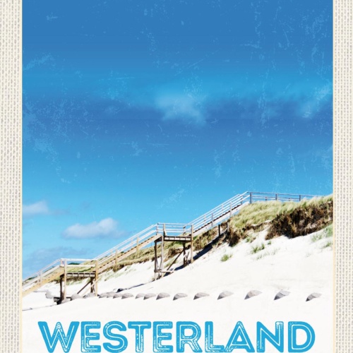 Schild Westerland Gemeinde Sylt Strand Steg Meer D 12x18 20x30 30x40 Blech/Holz