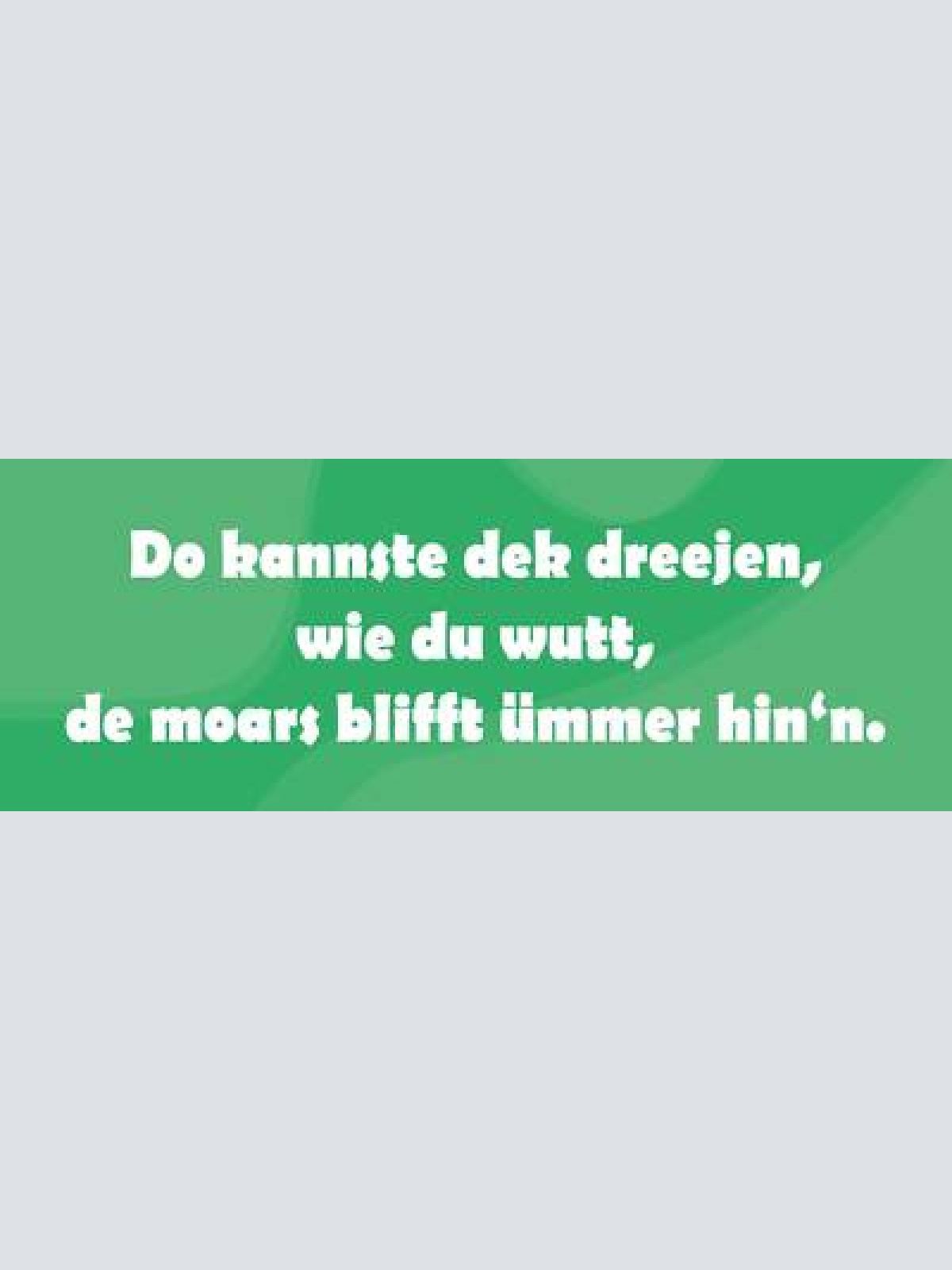 Schild du kannste dek dreejen wie du wutt de moars blifft ümmer hin'n 27 x 10