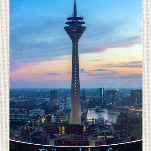 Schild Düsseldorf Germany Rheinturm Stadt Nacht D 12x18 20x30 30x40 Blech/Holz