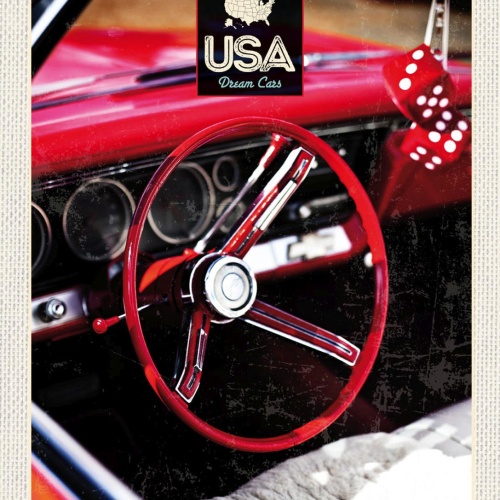 Schild USA Dream Cars Auto Cockpit Oldtimer Amerika 12x18 20x30 30x40 Blech/Holz