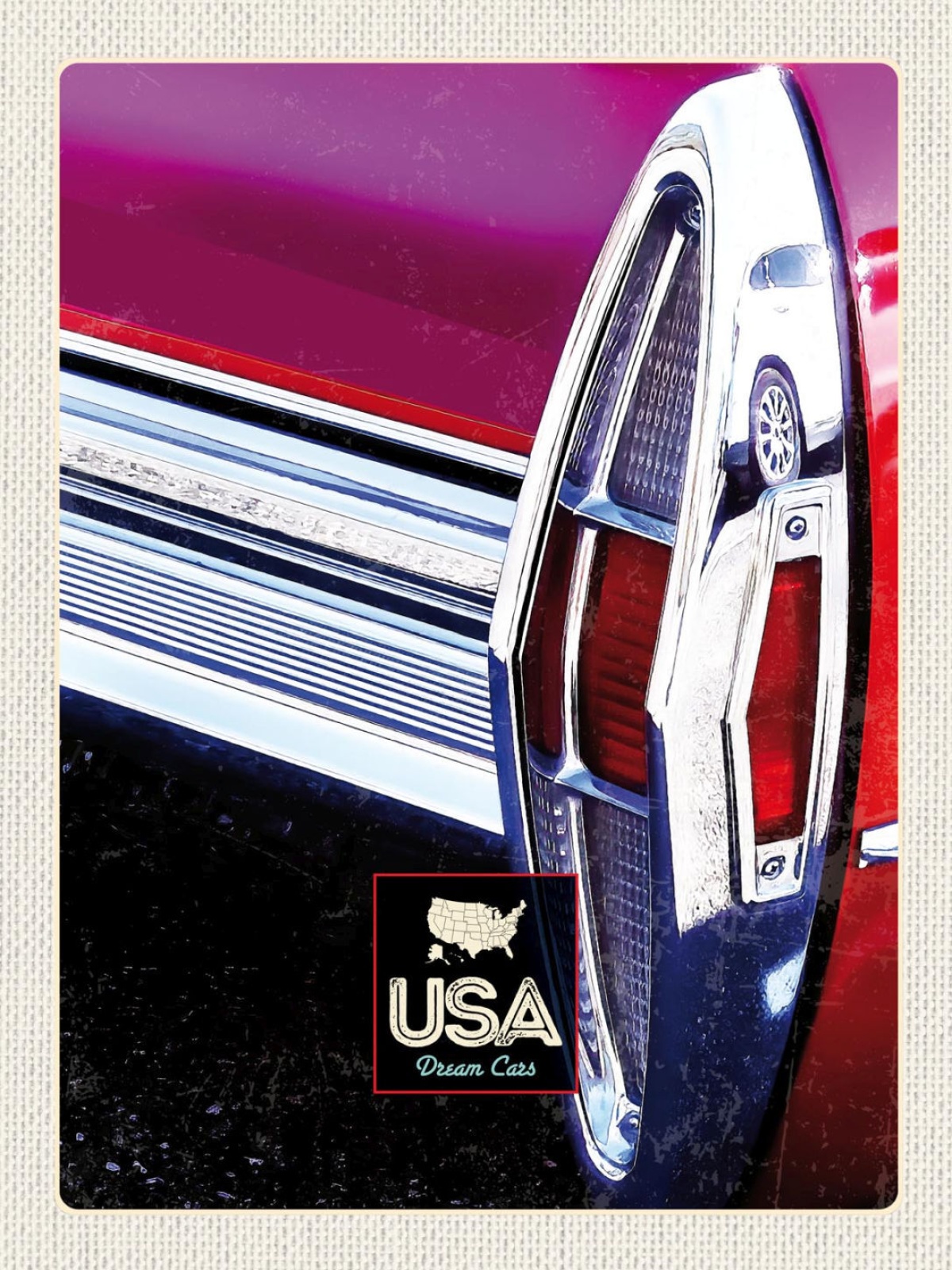 Schild USA Dream Cars Auto Oldtimer Pink Amerika 12x18 20x30 30x40 Blech/Holz
