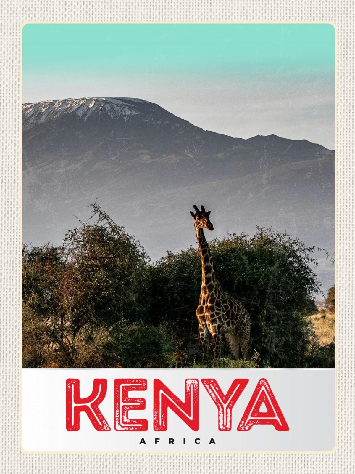 Schild Kenya Africa Afrika Giraffe Steppe 12x18 20x30 30x40 Blech/Holz