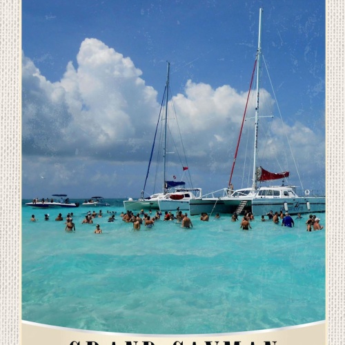 Schild Grand Cayman Greater Antilles Insel Schiff 12x18 20x30 30x40 Blech/Holz