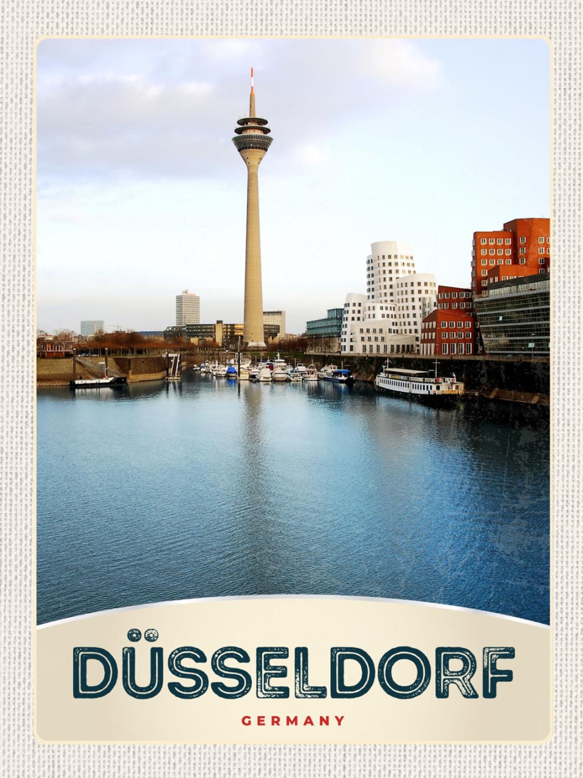 Schild Düsseldorf Germany Rheinturm Stadt Schiff D 12x18 20x30 30x40 Blech/Holz