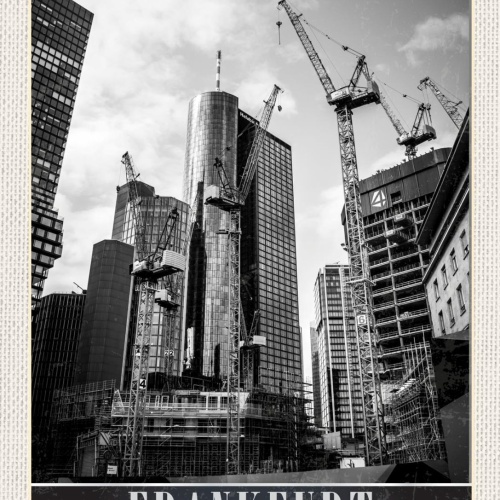 Schild Frankfurt Germany Hochhaus Stadt Kran D 12x18 20x30 30x40 Blech/Holz