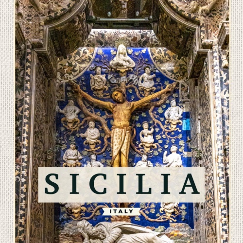 Schild Sicilia Italy Sizilien Monreale Kathedrale 12x18 20x30 30x40 Blech/Holz